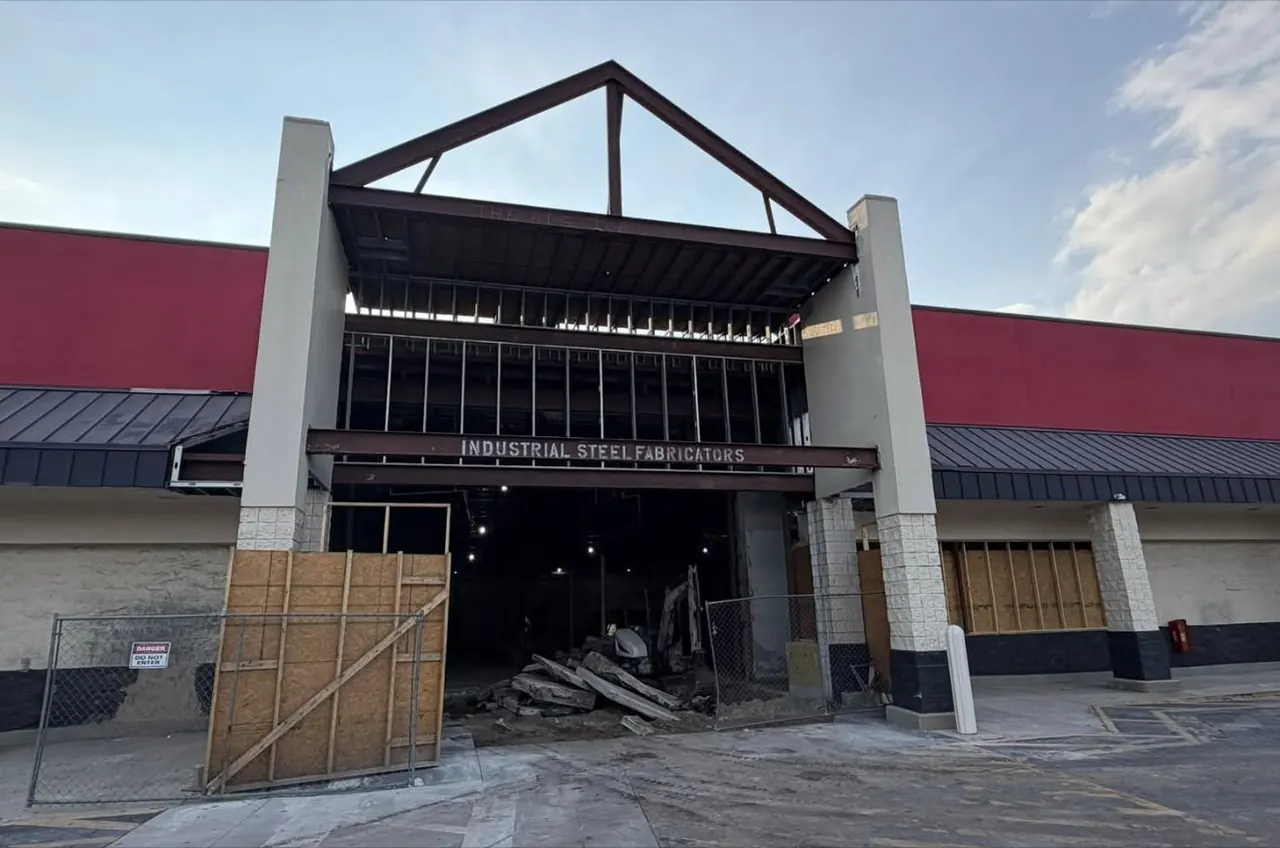 Storefront of the Macclenny building opened down to its steel frame