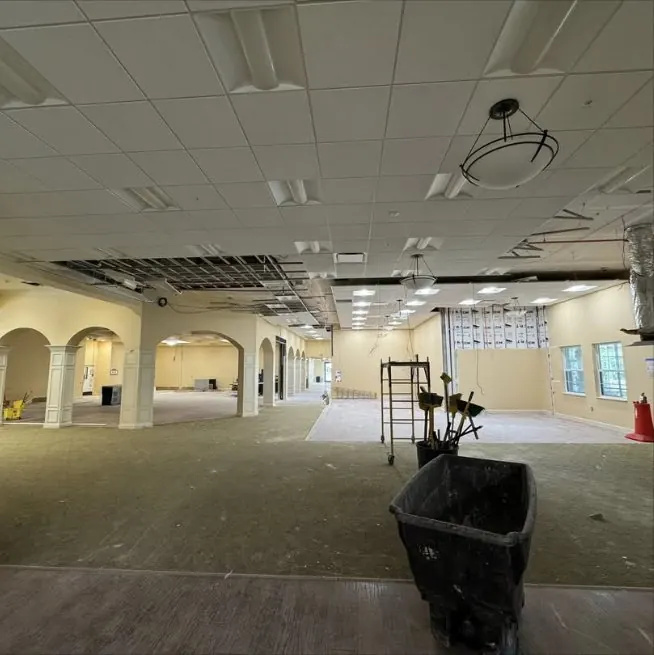 Open interior of the St. Augustine hospital after selective demolition